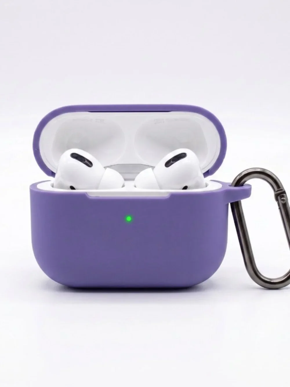 Purple Flat Base Silicone AirPods Case with Keychain